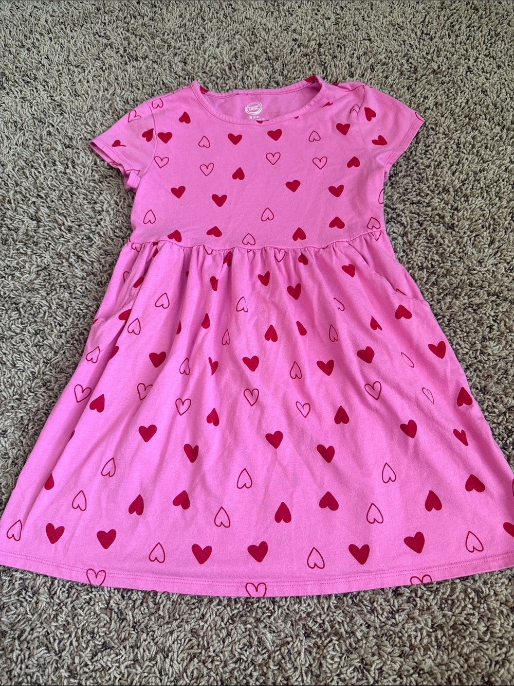 wonder nation Pink Dress with Red Heart Pattern